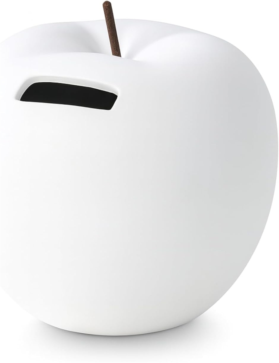 貯金箱 500円玉 おしゃれ インテリア オブジェ マネーバンク 北欧 陶器 ハンドメイド (ホワイト,  りんご)