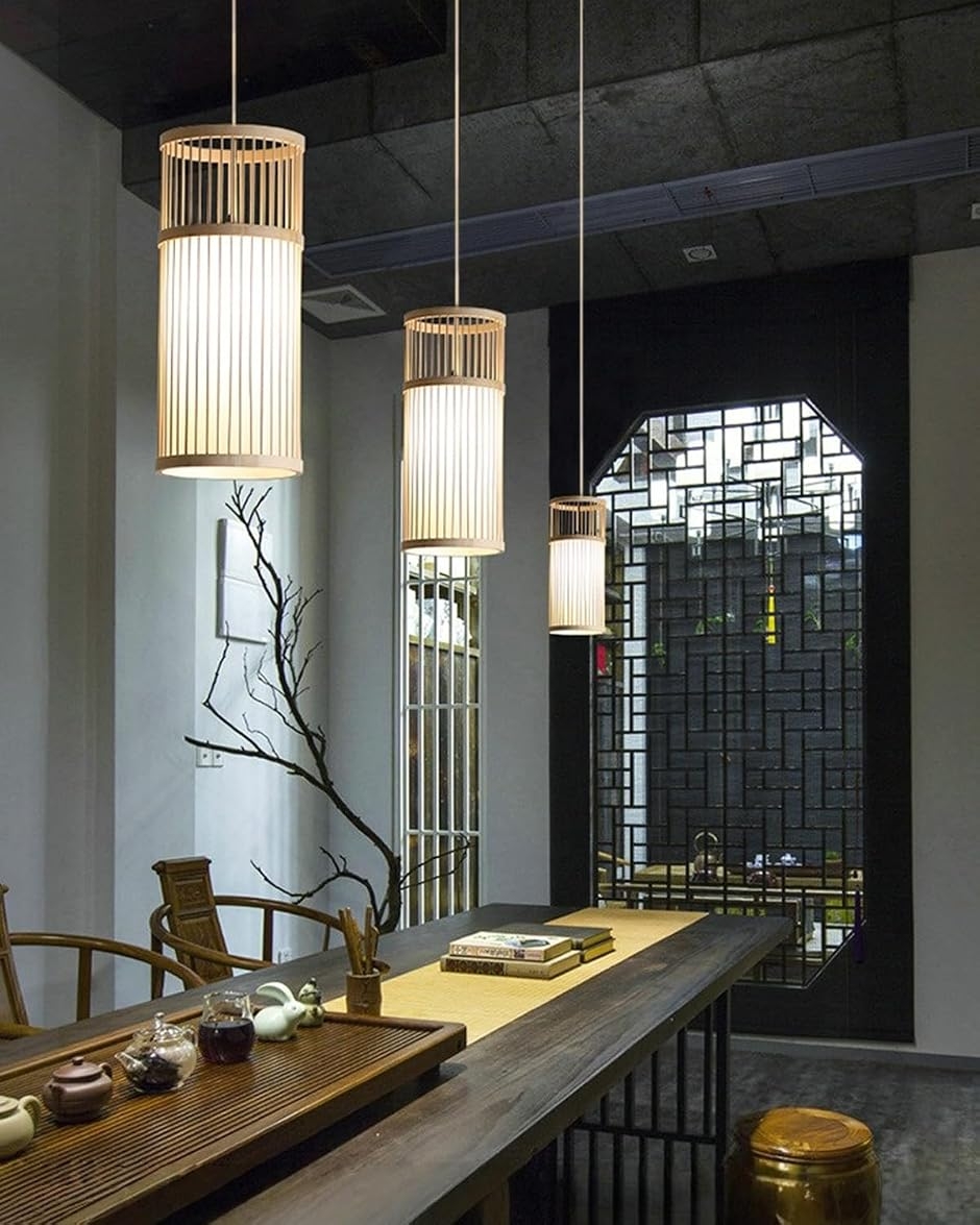 ペンダントライト 吊り下げ照明 天井照明 竹編み 和風 E26 LED 完成品