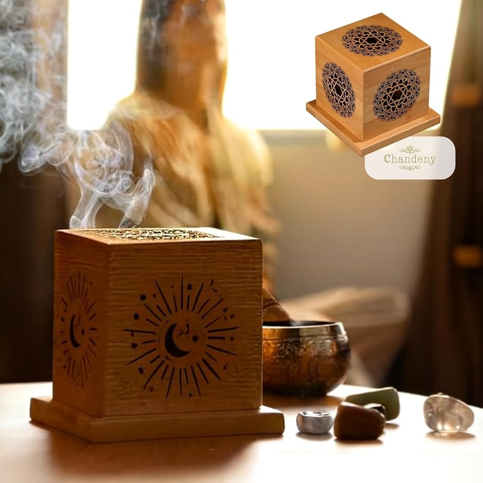 竹彫 柘植 線香立て 細工彫刻 香炉 竹製 香炉 薫香炉 香立て 香箱 立体デザイン 浄化 リラックス 癒し