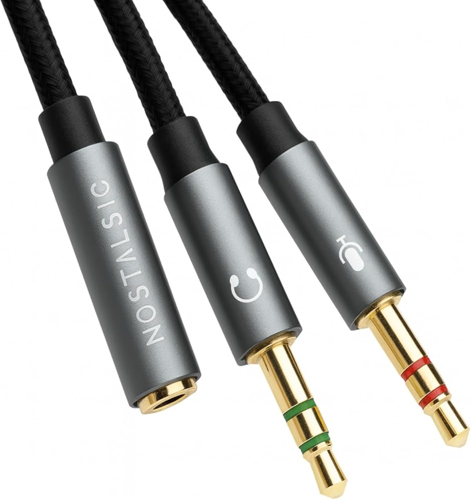 3.5mm 4極 3極 変換ケーブル ヘッドセット マイク 分岐 PC/ノートPC