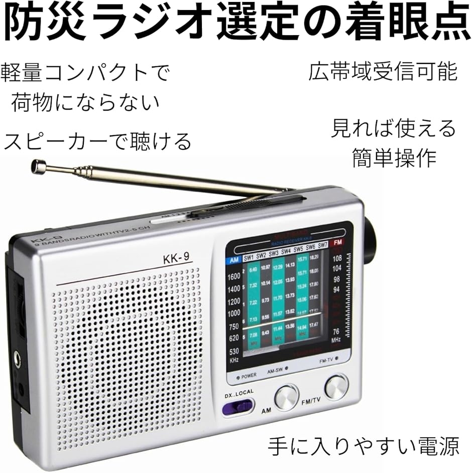 ラジオ小型 短波 FM AM 携帯 ポケット ポータブル BCL 防災 高感度 多