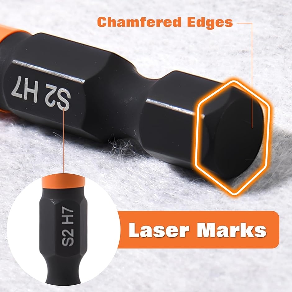 六角レンチ ビット 10個 メートル 1.5-8mm 六角レンチドリルビットセット 精密 6.35mm (オレンジ, 長さ50mm) 関連画像4