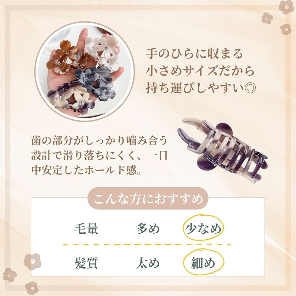 ヘアクリップ バンスクリップ 髪留め 小さめ 花柄 hair clip ハーフ