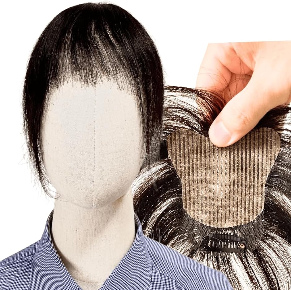 ピンなし 部分ウィッグ 頭頂部 白髪隠し ピン不要 リタッチ 分け目