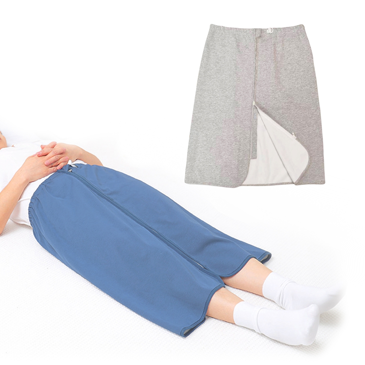 介護 防水巻きスカート おねしょシーツ 大人 尿漏れ防止 生理 カバー 男女兼用 (グレー,  XL)