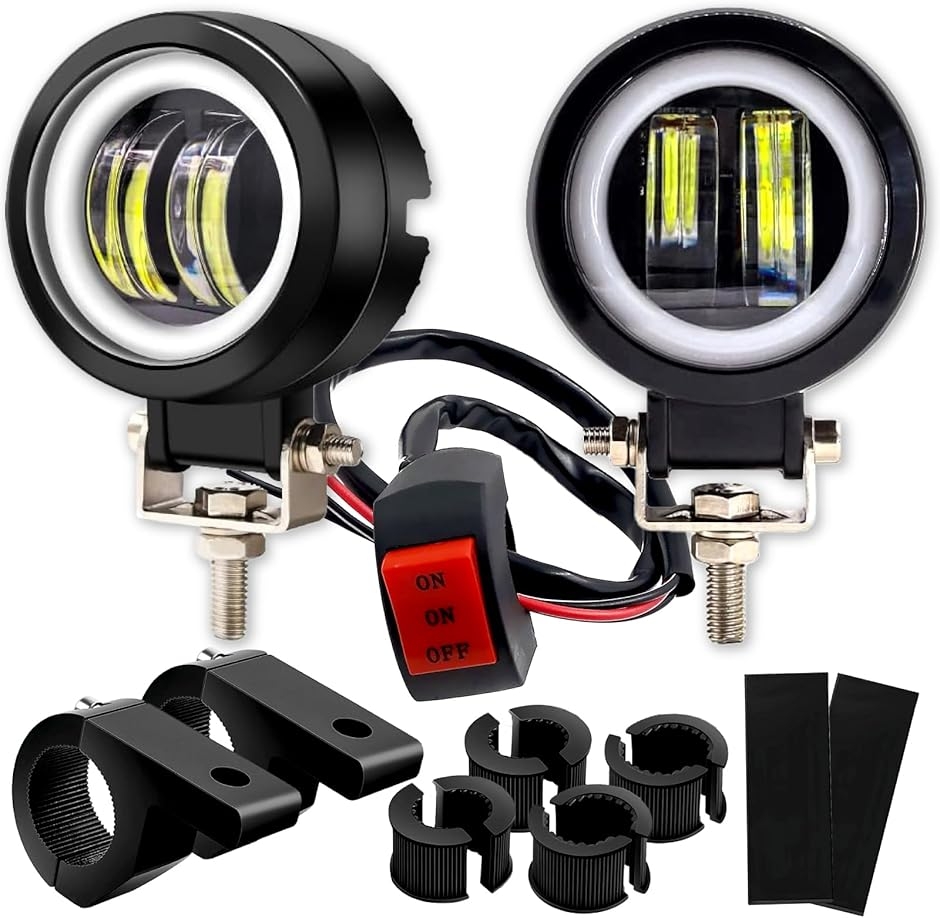 �t�H�O�����v �o�C�N LED �ėp �C�J�����O 20W �ی^ �h�� IP65 12V/24V (�u���b�N,  �{��2��+�X�C�b�`+�X�e�[)