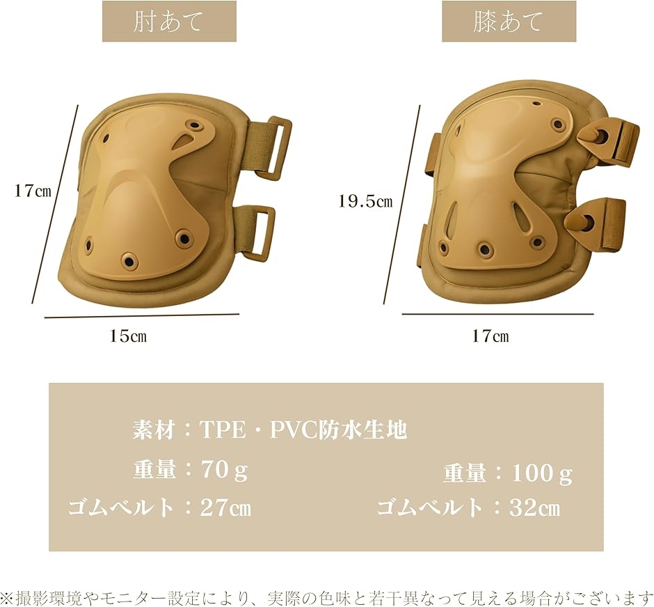プロテクター ニーパッド サバゲー 装備 肘あて 膝あて 4点セット