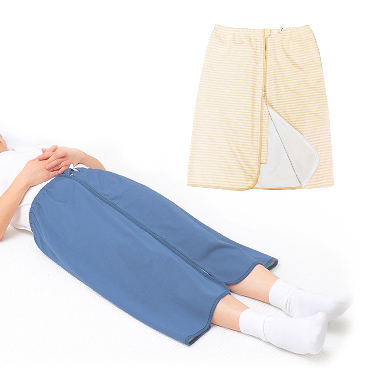 介護 防水巻きスカート おねしょシーツ 大人 尿漏れ防止 生理 カバー 男女兼用 (イエロー,  M)