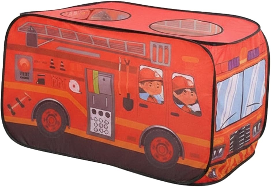 キッズテント ワンタッチ 収納袋付き ボールプール プレイハウス 折りたたみ 子供用テント 室内 (消防車,  子供用標準サイズ)