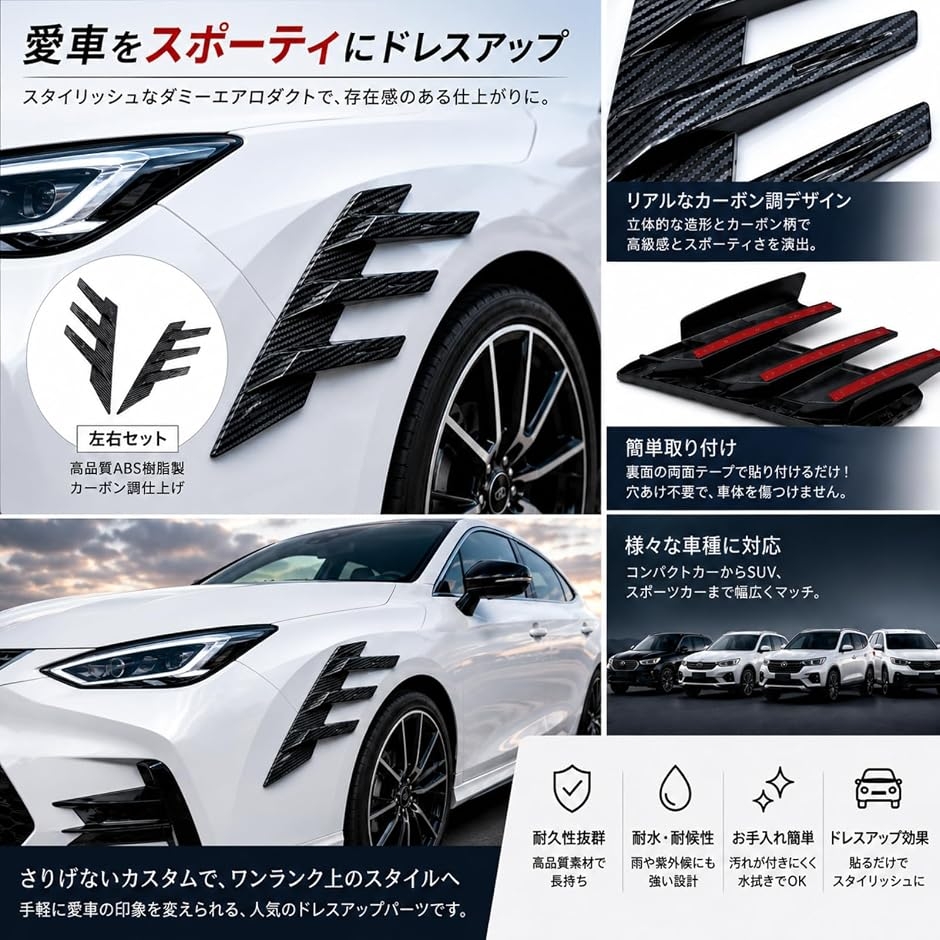 ダミーエアロダクト 自動車 2個 パーツ 外装 アクセサリー カスタム