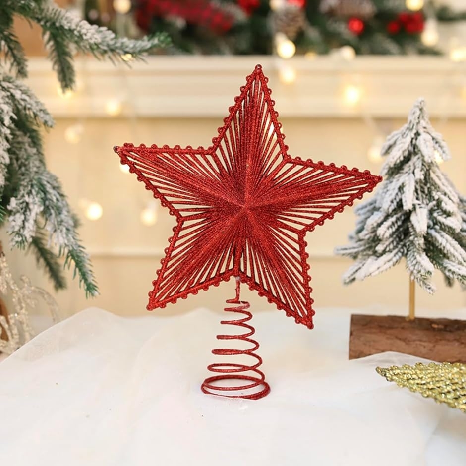 20cm クリスマスツリー用 五角星 トップデコレーション 星型オーナメント ツリー飾り スパンコー ...
