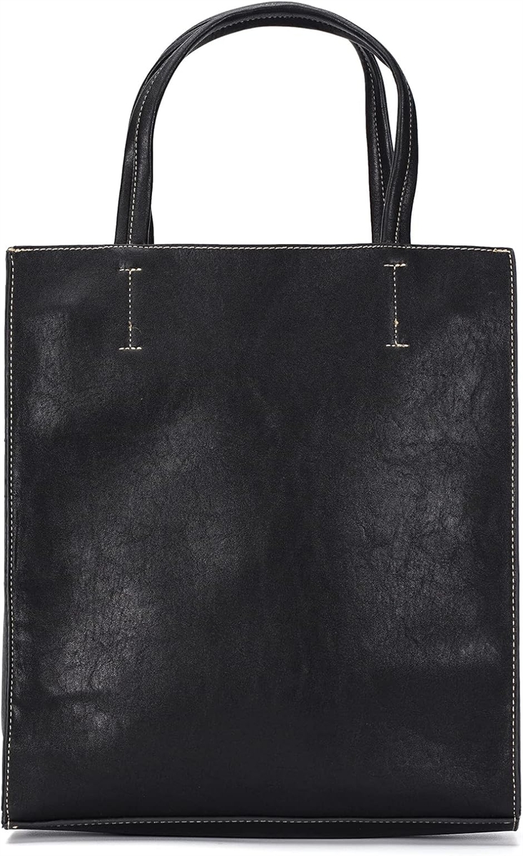 ブラック トートバッグ 約42cm トートバッグ メンズ レザー調 ビジネス 自立縦型 42x17x37.5cm 黒