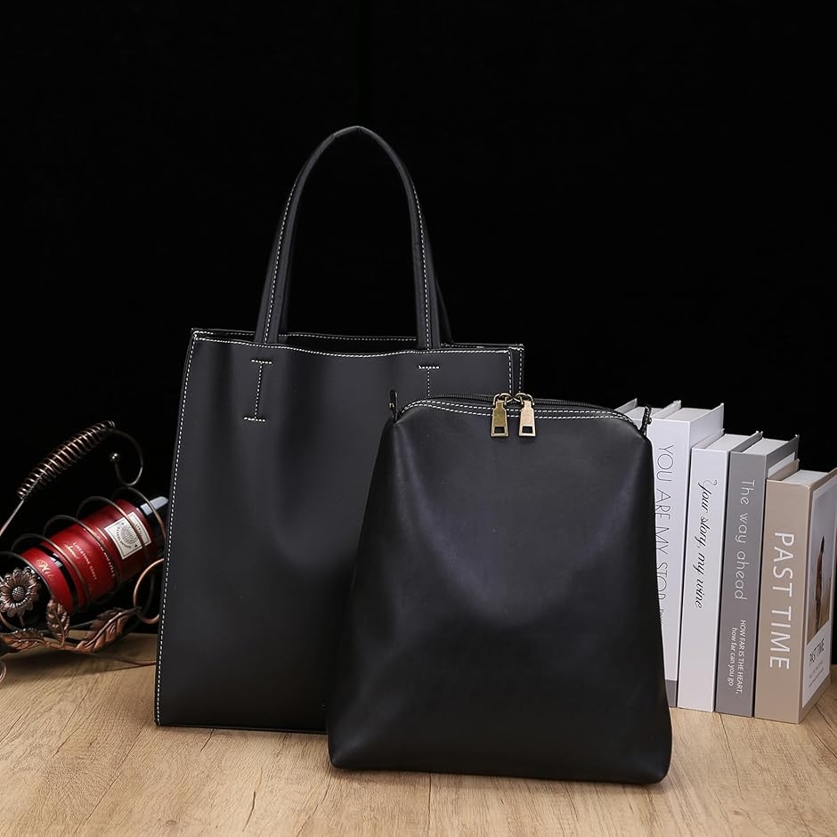 トートバッグ メンズ レザー調 ビジネス 自立縦型 42x17x37.5cm 黒