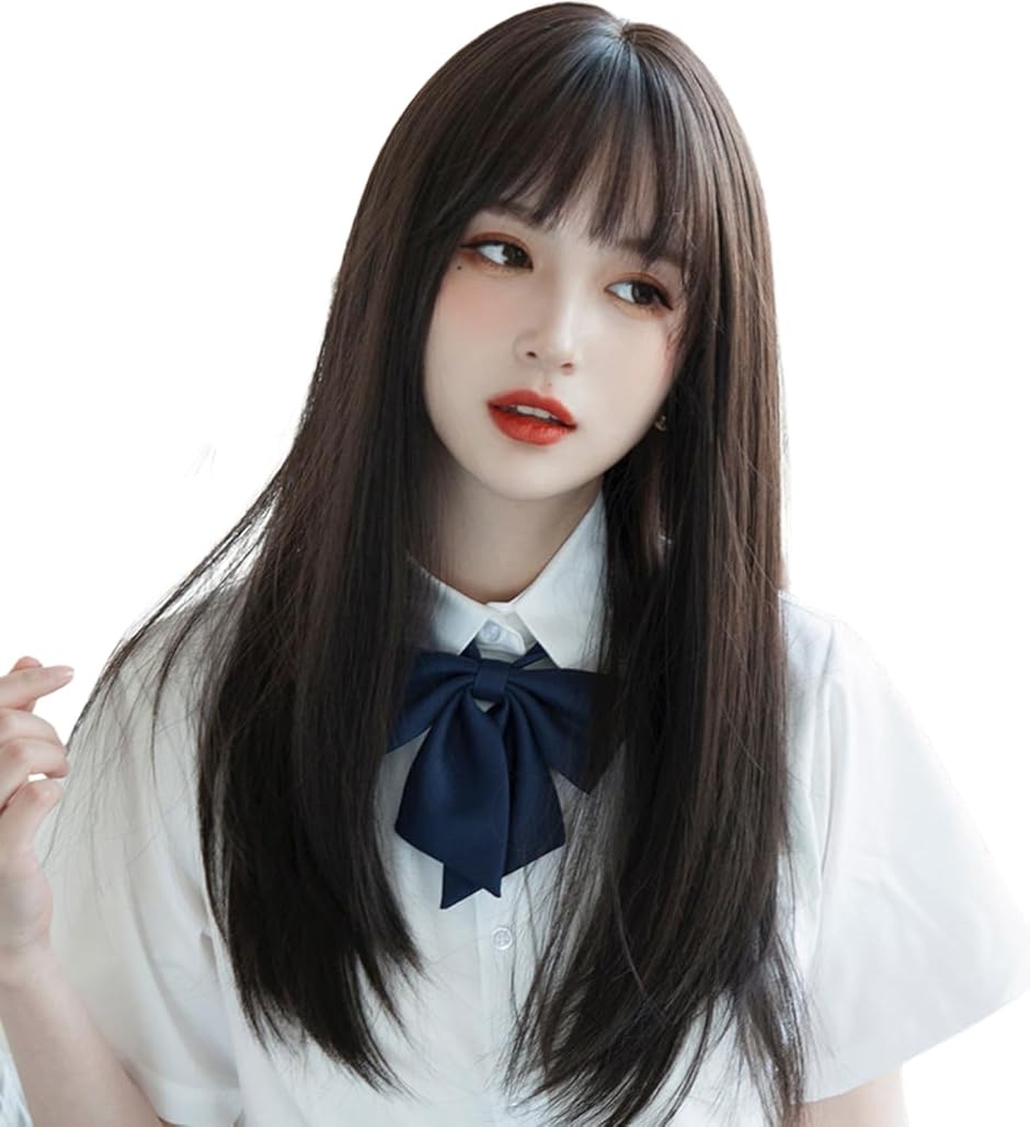 ウィッグ ロング 50cm 黒髪 かつら 女性 女装 コスプレ カツラ 黒髪
