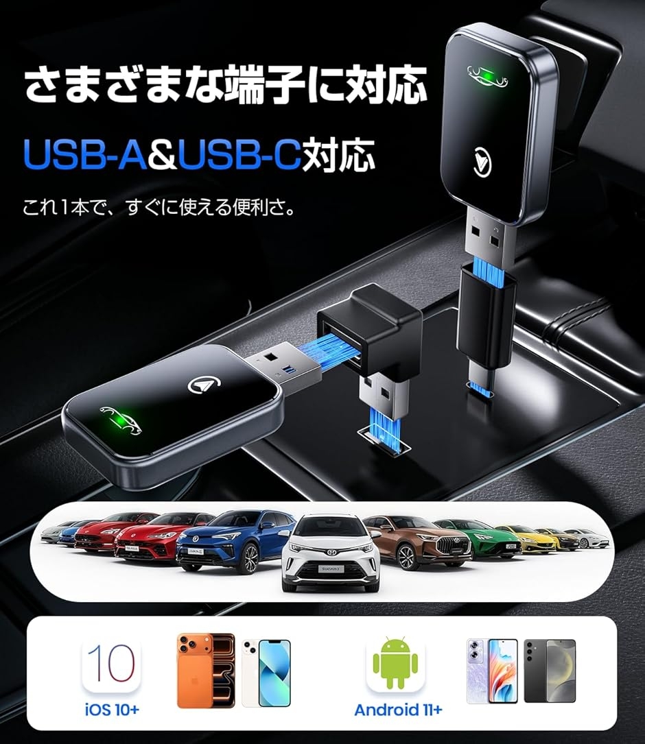 2026新型2in1モデル MINI CarPlay＆AndroidAuto ワイヤレス アダプター