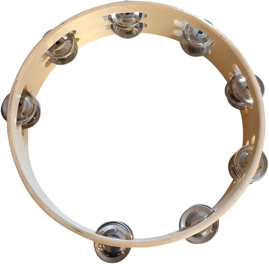 タンバリン 木製 ステンレス ダブル 手持ち ジングル (25cm