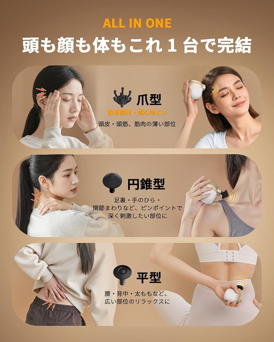 筋膜リリースガン 180g。ポケット筋膜ガン 強力振動 Lihilisハンディガン 一台多役 静音 ミニ 携帯便利 (ホワイトとゴールド)の画像