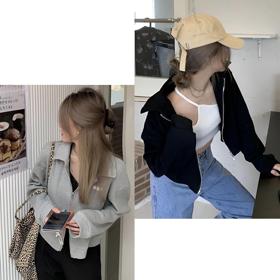 長袖 ショート丈 レディース ジップアップ ジャケット クロップド