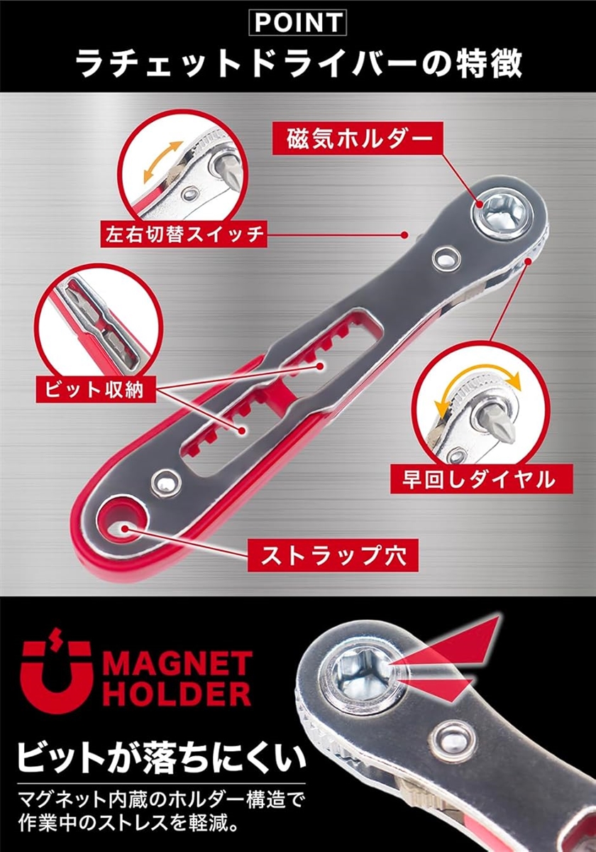 ラチェット レンチ ドライバー ソケット 狭いところ 薄型22mm セット