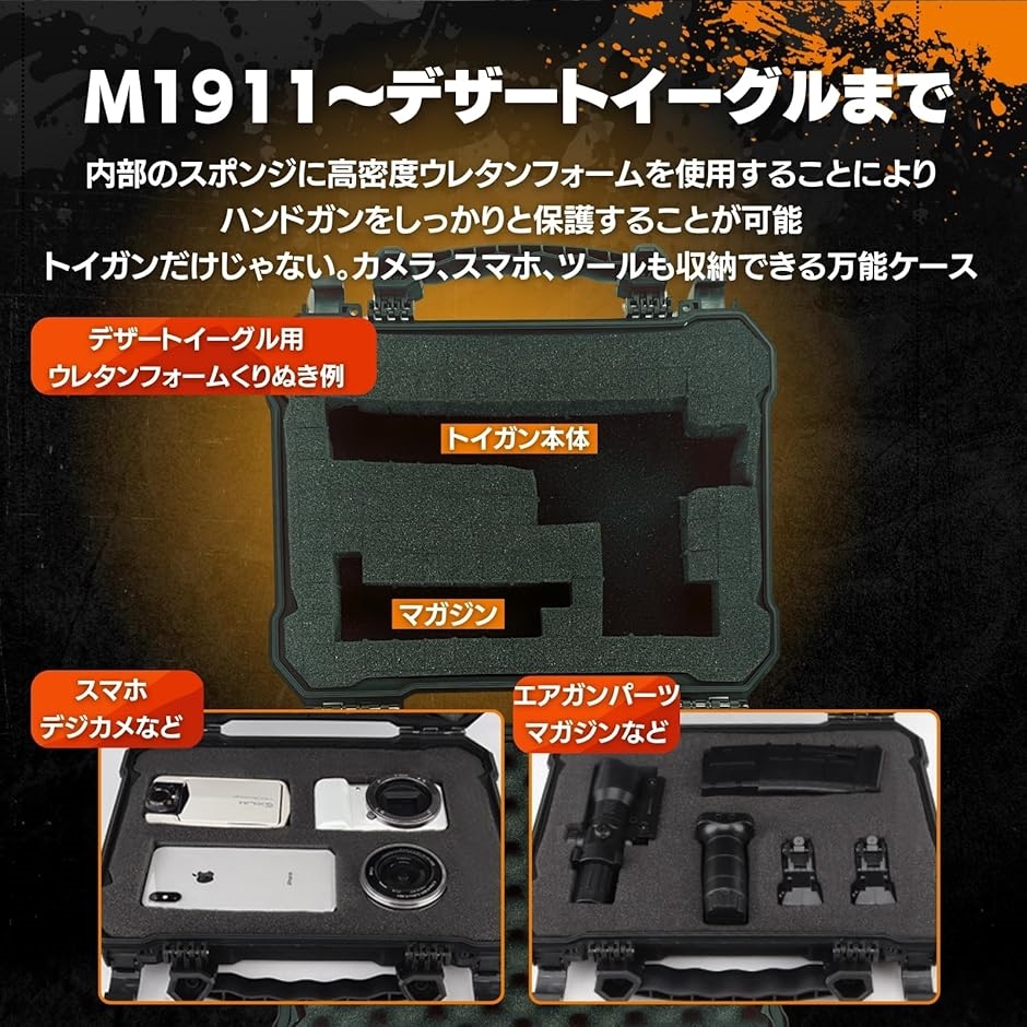ガンケース ハンドガンケース M1911〜デザートイーグル収納 サバゲー用