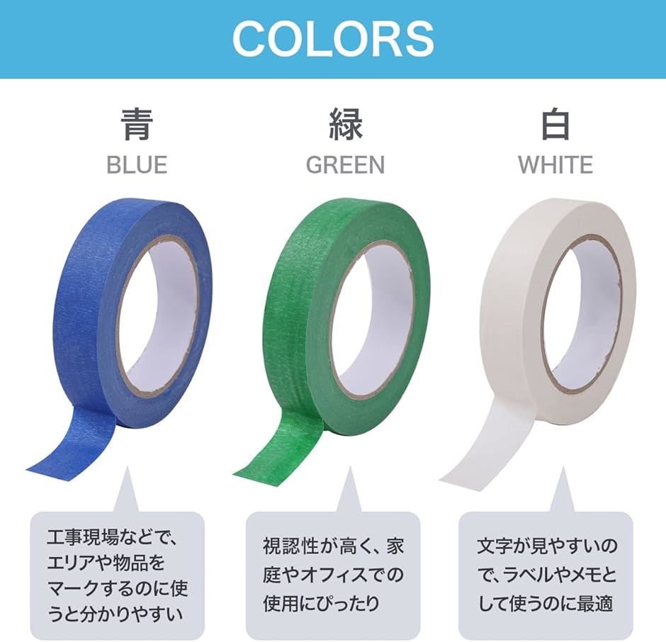 マスキングテープ 50m 4本セット 合計200ｍ 無地 幅広 塗装 車 ラベル デコレーション 手帳用 工作用 シール(白-8mm) | ブランド登録なし | 06
