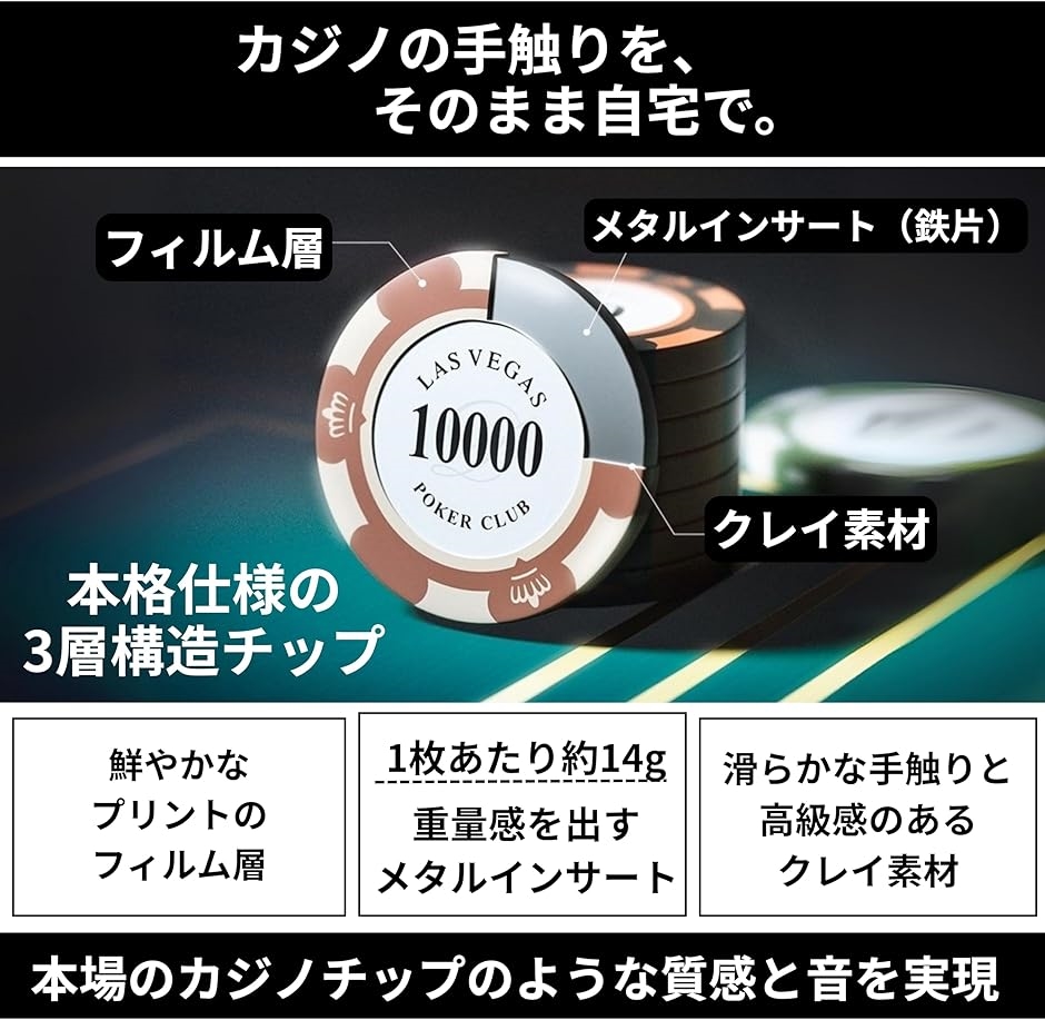 ポーカーチップ クレイ製 カジノチップ 10000 面値 単品 20枚セット