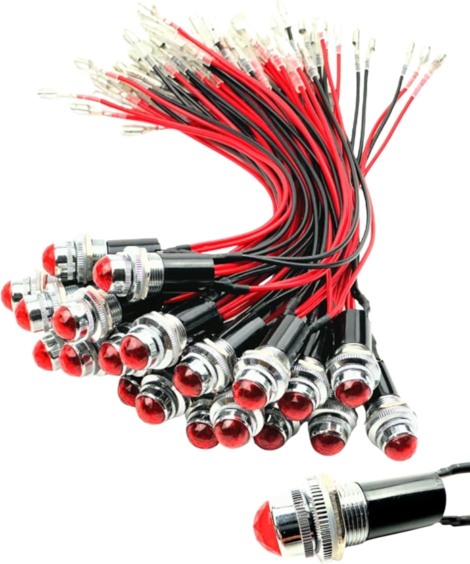 LEDパイロットランプ ダイヤカット LED埋め込み式 24V 16mm 16φ(レッド