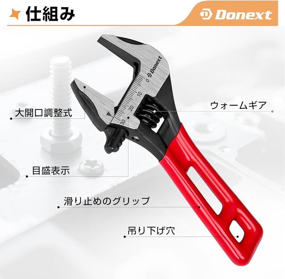 モンキーレンチ ワイド ショート ポケットモンキ 全長145mm 口幅30mm