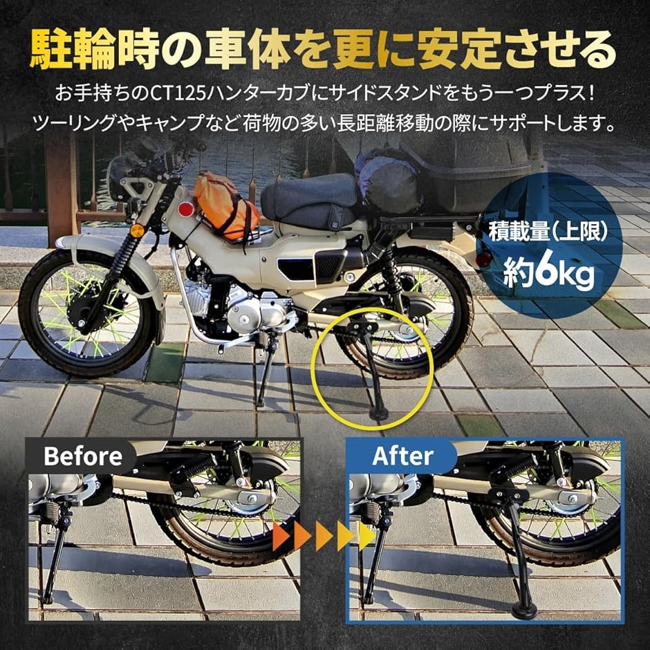 しっかり支える..高い強度と安定性 パワーサイドスタンド CT125