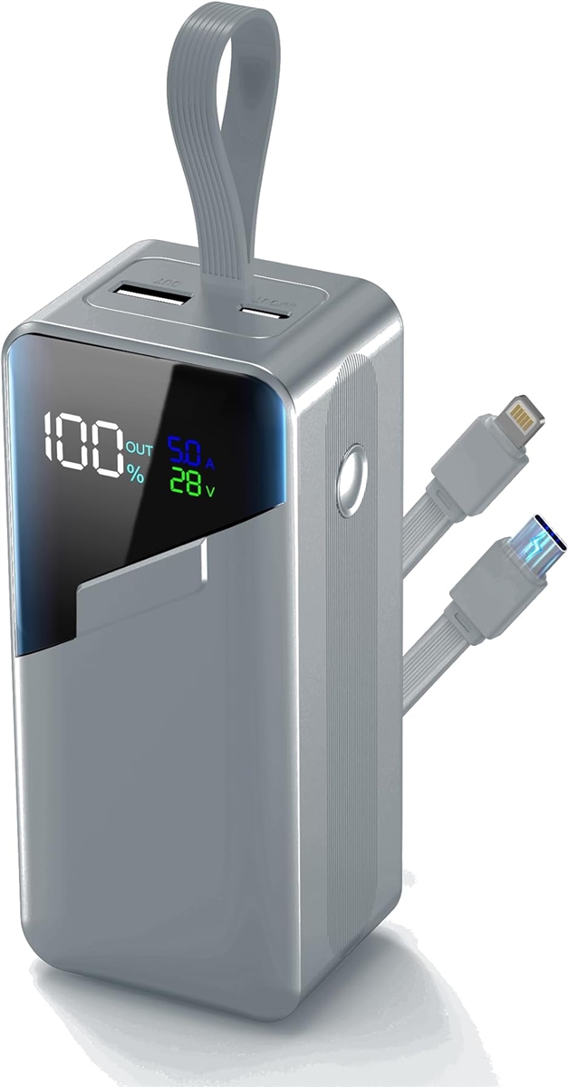 モバイルバッテリー 27000mAh 大容量 140W高出力 2つのケーブル内蔵 4