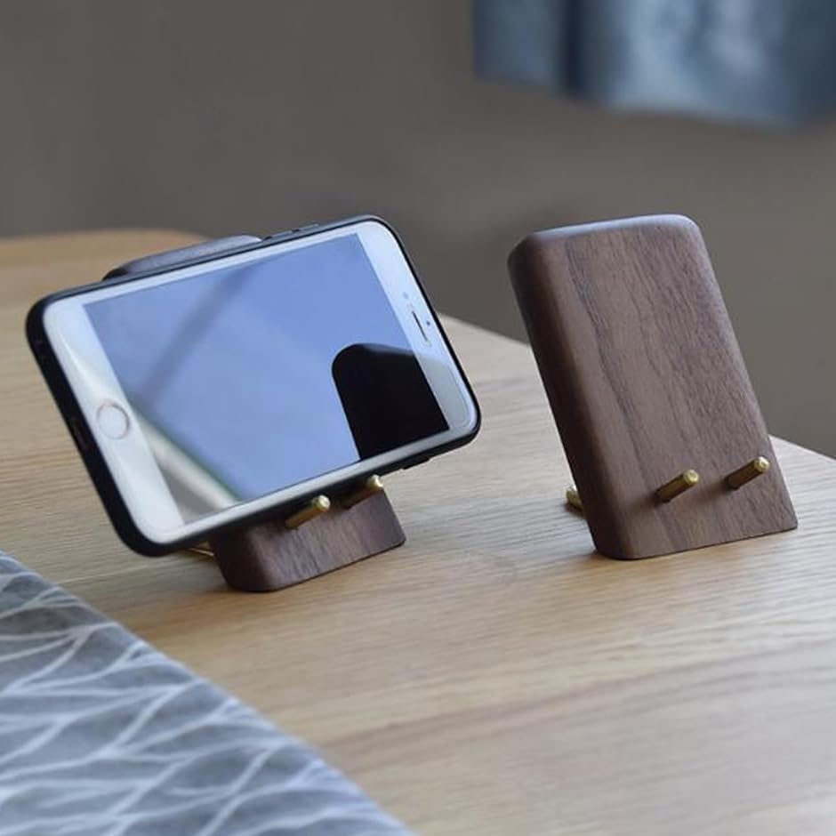 木製 スマホスタンド 卓上 ウォールナット イ...の詳細画像5