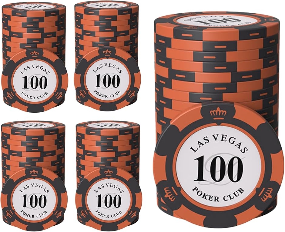 ポーカーチップ クレイ製 カジノチップ 100 面値 単品 100枚セット