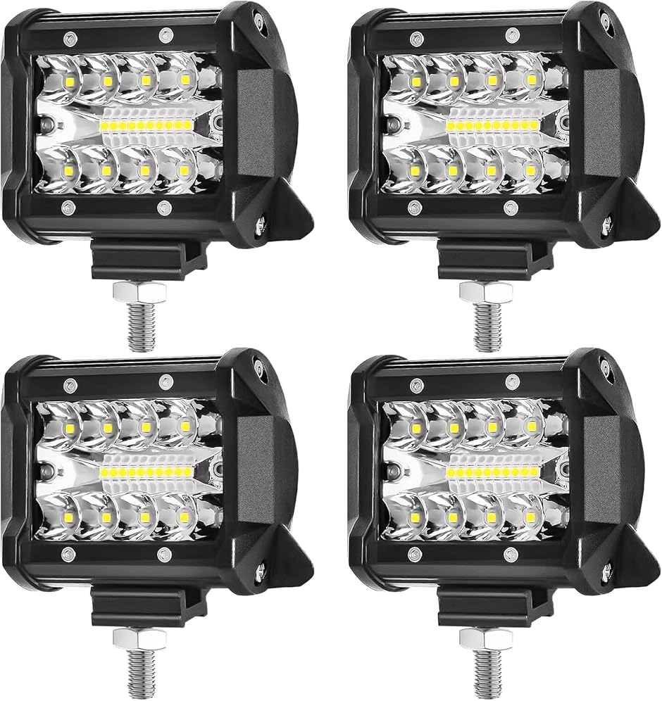 LED��Ɠ� 60W 6000LM 12V-24V�Ή� LED���[�N���C�g led������ IP68 �h�� �h�o �g���b�N �W���� (4��)