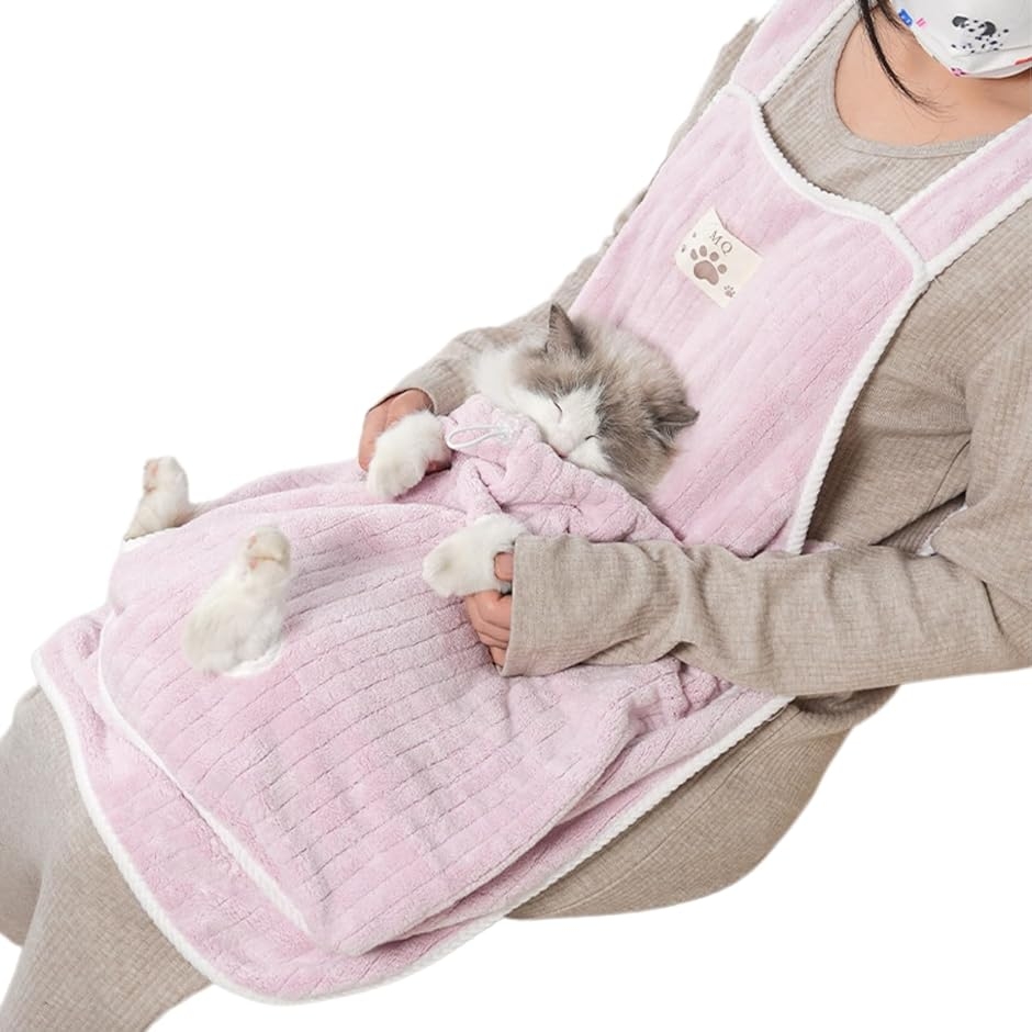 猫 抱っこ エプロン ハーネス ペット 飼い主服 防粘毛 カバー 寝袋 小型犬 爪を切るとき 傷防止 (パープル,  80x64cm)