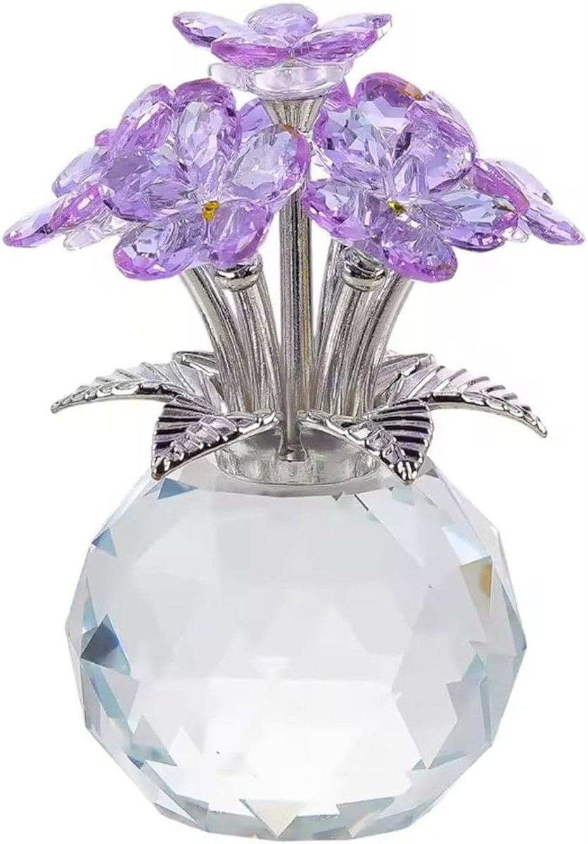 クリスタルフラワー 置物 ガラス 花 透明 結婚記念日 結婚式装飾