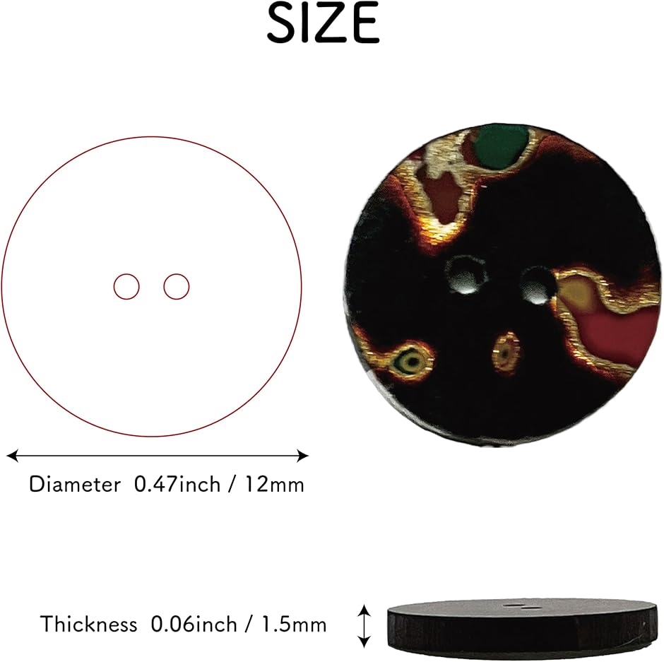 津軽塗り ボタン 5個セット 直径1.2cm 伝統工芸 唐塗 天然漆 高級