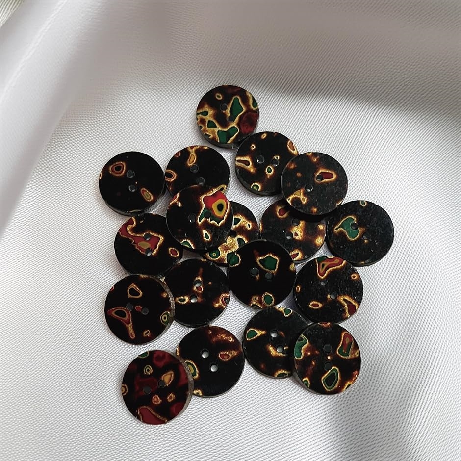 津軽塗り ボタン 5個セット 直径1.2cm 伝統工芸 唐塗 天然漆 高級