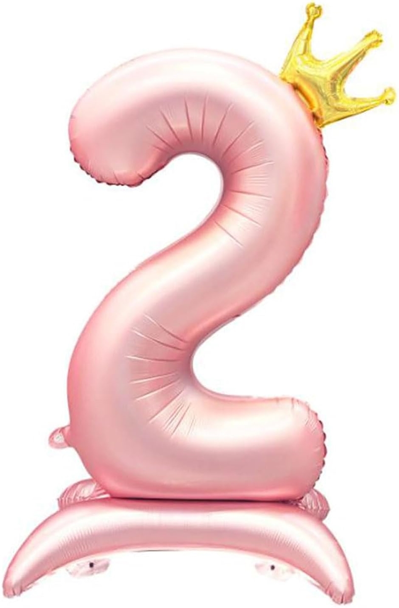 Yahoo! Yahoo!ショッピング(ヤフー ショッピング)数字バルーン ナンバー 風船 大きい 100cm 誕生日 飾り付け 男の子 女の子 自立（ピンク,  2歳）
