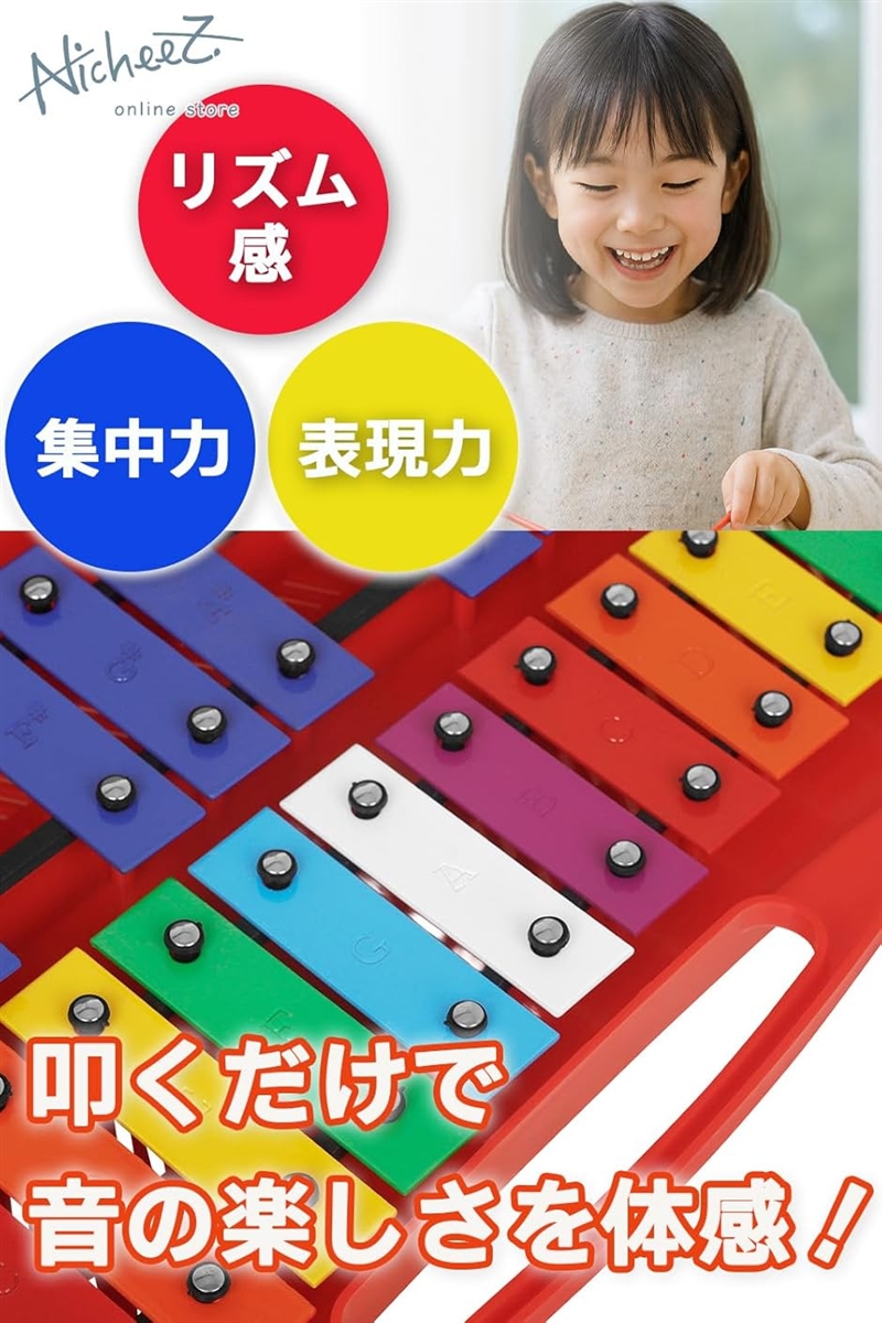 ハードケース付き　グロッケン　鉄琴　ブロック　25音 鉄琴 グロッケン メタロフォン 子供用 打楽器 25音 マレット ケース