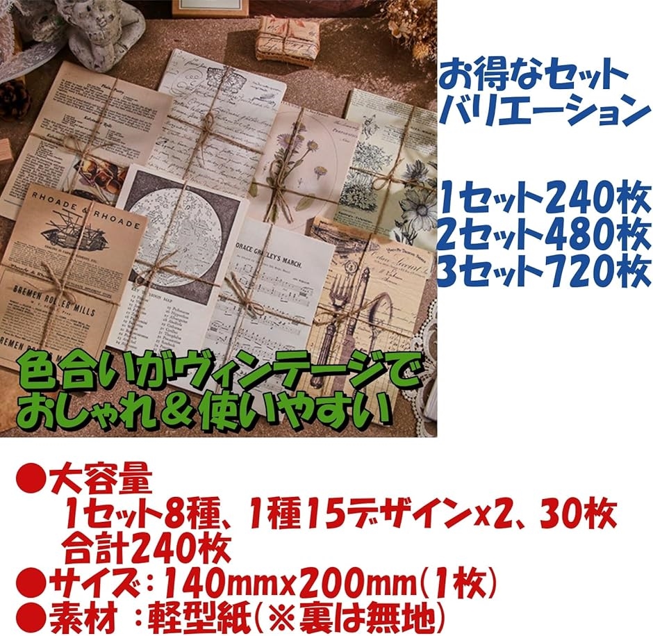 デザイン ペーパー レトロ 素材紙 アンティーク 風 コラージュ