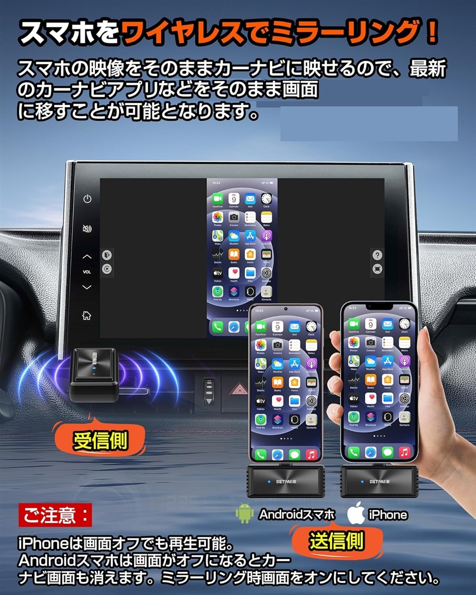 Mirror Cast ワイヤレスミラーリングアダプター スマホ画面をカーナビ