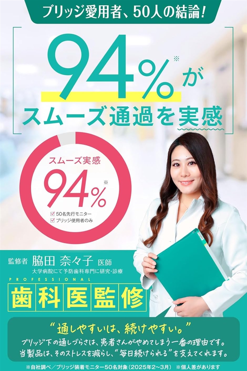 歯科医監修 3in1 ブリッジ用フロス スーパーフロス 50本入り 94％が