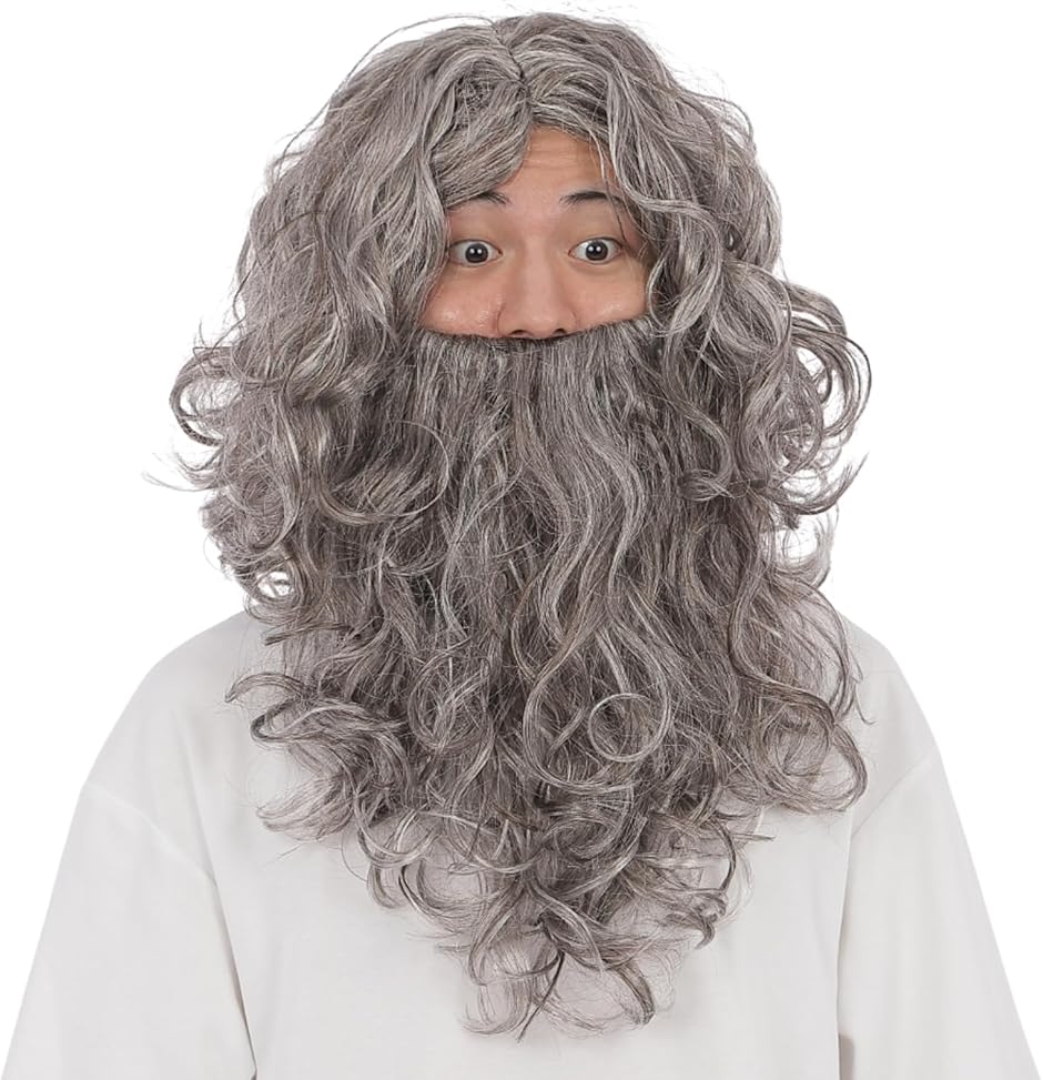仙人 コスプレ ハロウィン 仮装 髭付き ウィッグ かつら おもしろ 神