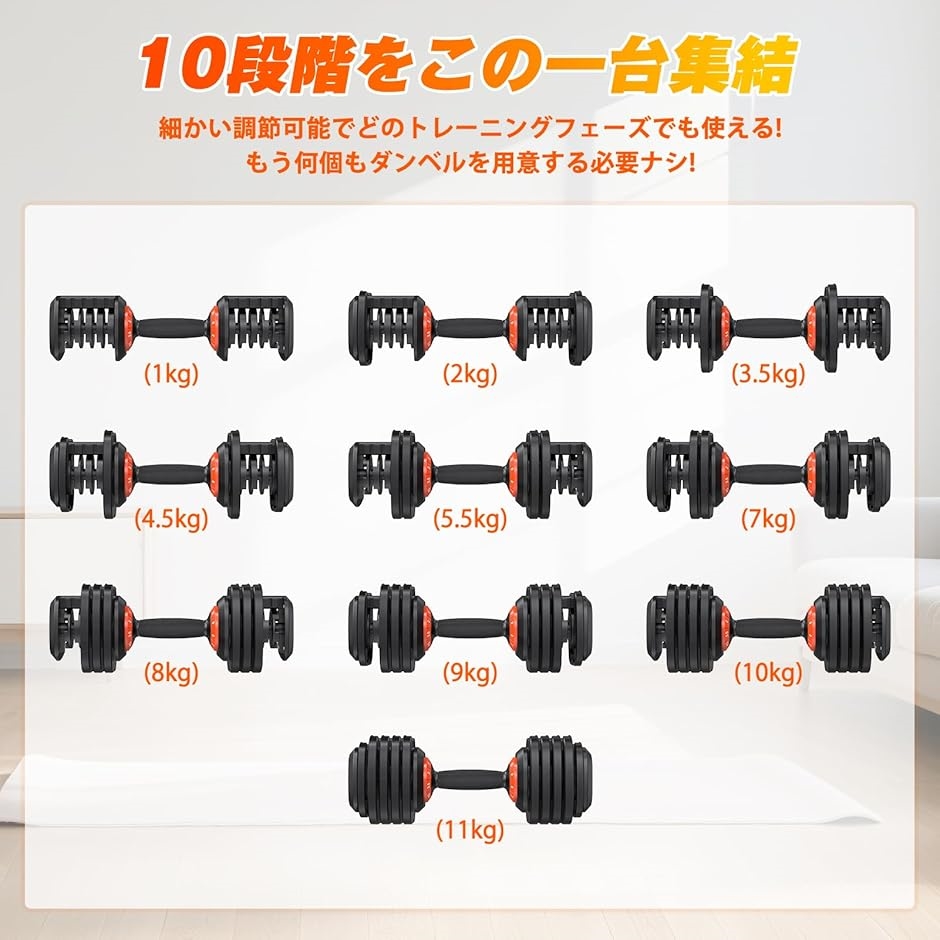 ヒクソンバッジョ【直接取引限定】中古　24キロ　可変式ダンベル2個 楽天市場】可変式 ダンベル 24kg 2個セットの通販