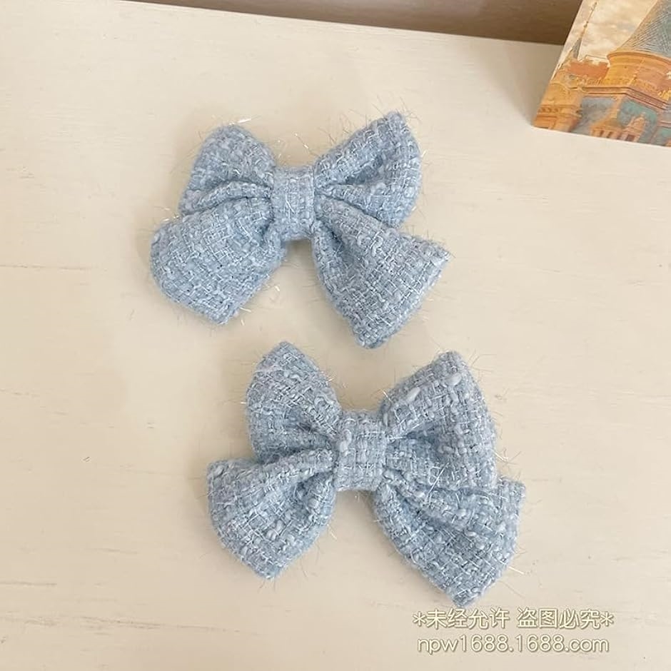 ツイード リボン ヘアクリップ ヘアアクセ 可愛い ヘアピン ヘア