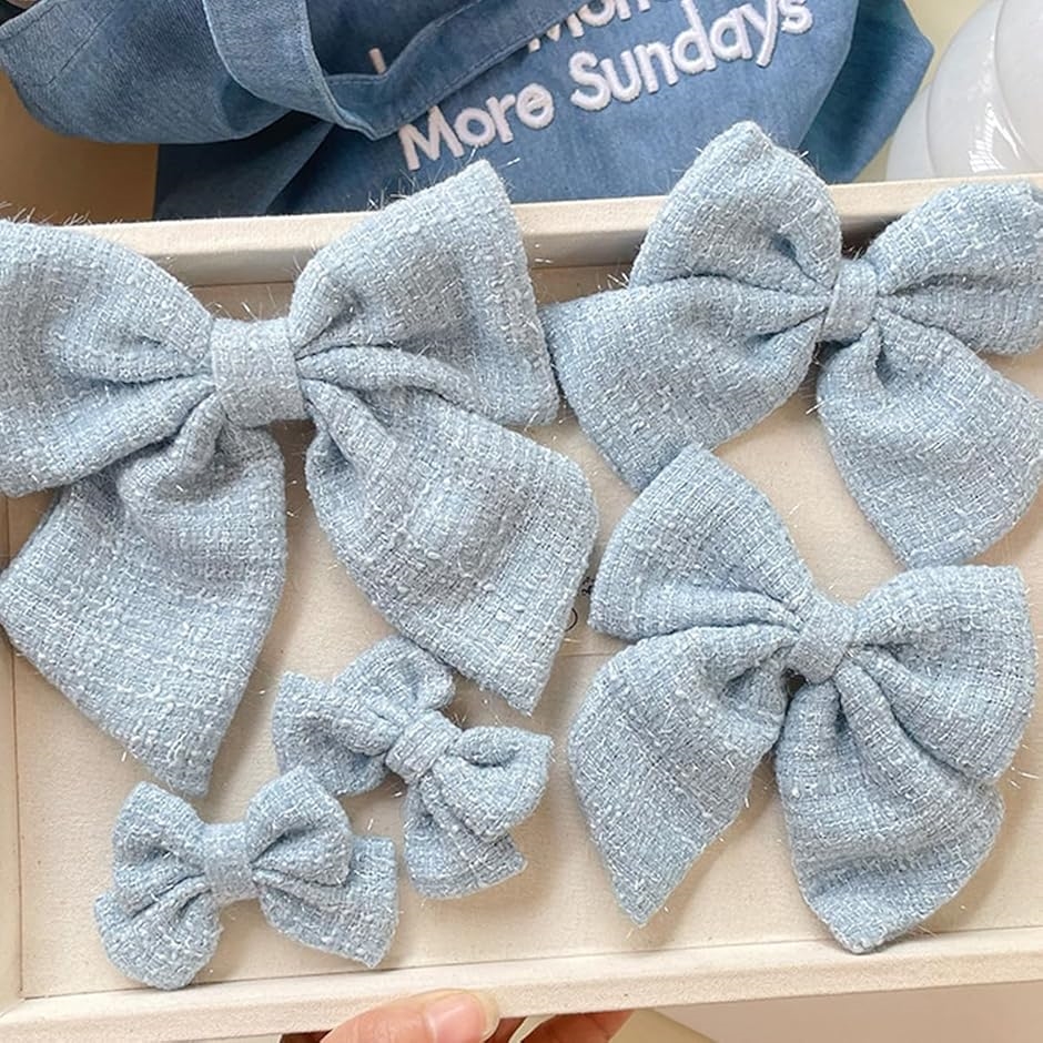 ヘアアレンジ、リボンヘアピン付き ツイード リボン ヘアクリップ ヘアアクセ 可愛い ヘアピン ヘア