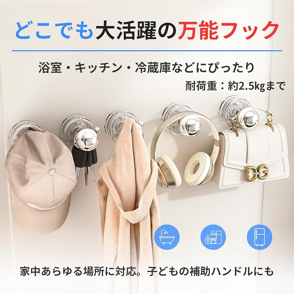 吸盤 ドアノブ フック 扉 ハンガー 取っ手 ...の詳細画像5
