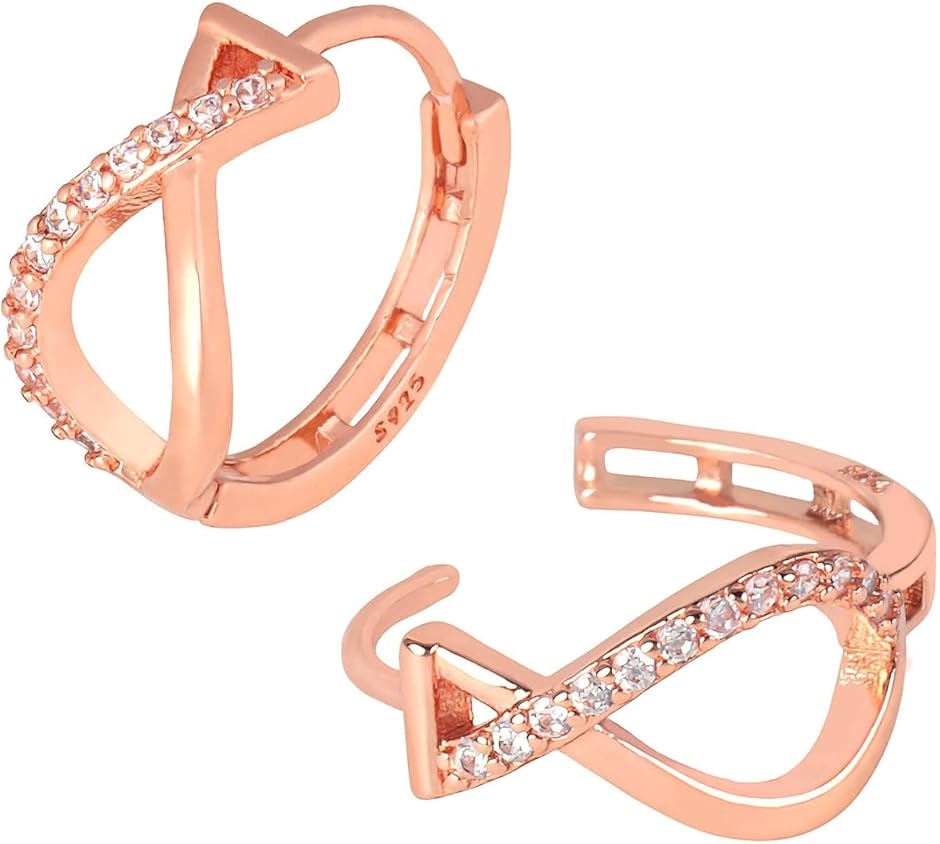 可愛い ピアス つけっぱなし シルバー925 フープピアス 金属アレルギー対応 つけっぱなしピアス (ピンクゴールド,  ノーマル)