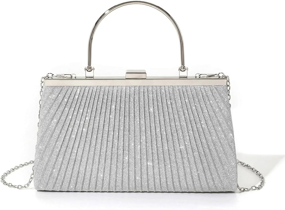 【ほぼ未使用品】シルバー/パーティーバッグ/結婚式/お呼ばれ【美品】即日発送可 ハンド バッグ パーティー 結婚式 二次会 フォーマル レディース 3Way