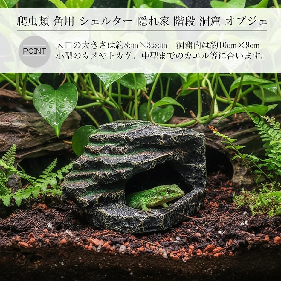 爬虫類 隠れ家 シェルター 角 テラリウム 洞窟 カメ レオパ トカゲ